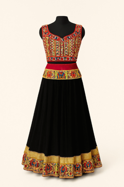 Multicolor Mirror Work Navratri Lehenga
