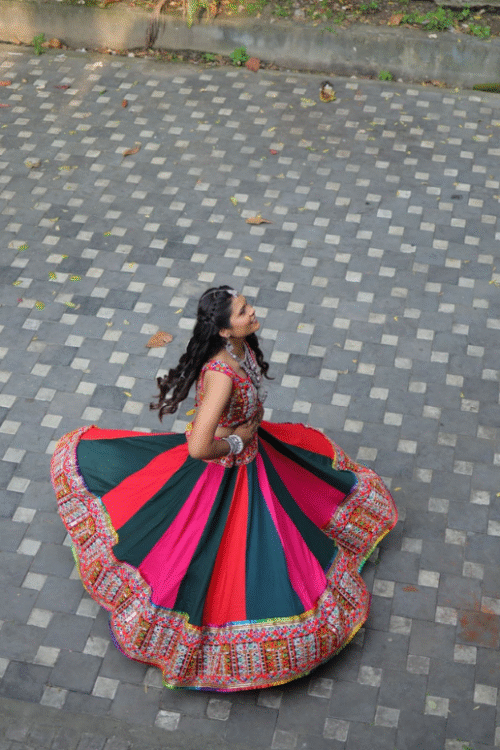 Multicolor Navratri bandhani Lehenga