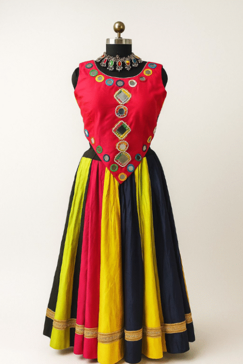 Red Navratri bandhani Lehenga