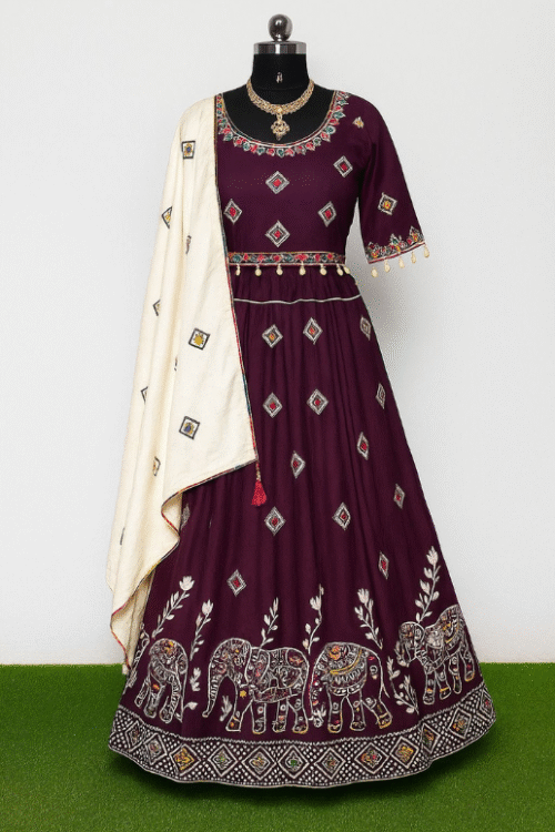 Purple Bandhani Navratri Lehenga